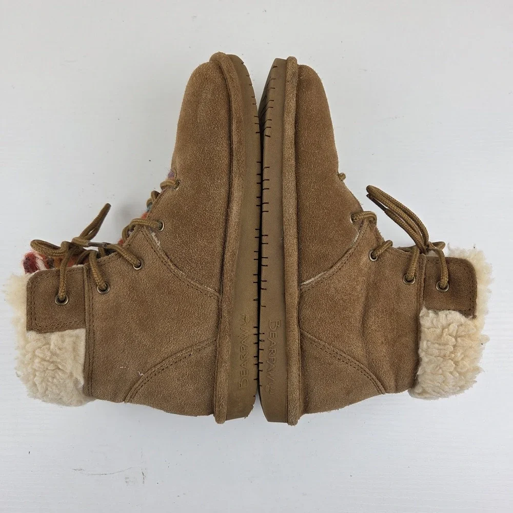 Bearpaw Youth Size 5 Aztec 2198Y Marie Suede Sheepskin Footbed Wool Blend Lining
